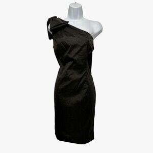 S.L. FASHIONS Black One Shoulder Bow Detail Dress Size 12